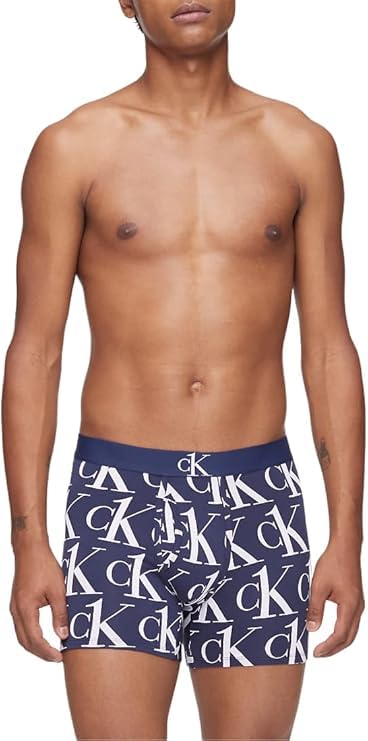 Calvin Klein Men's CK ONE Microfiber Boxer Brief (US, Alpha, Large, Regular, Regular, Blue Shadow Logo)