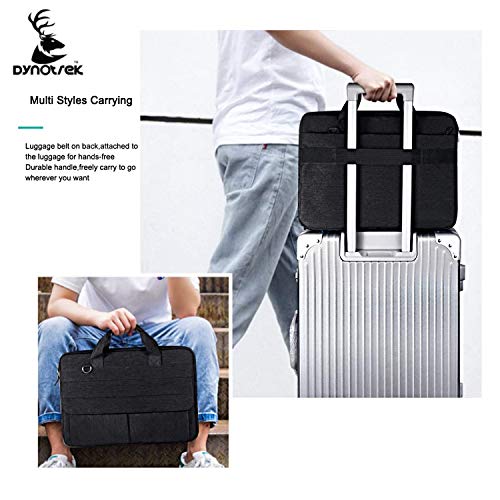 Image of Dynotrek Skid 15.6 inch Laptop Sleeve Case, with Detachual Shoulder Straps Shockproof Cover, Accessory Pocket, Briefcase Computer Hand Bag, Compatible for HP, ASUS, Dell, Acer -Charcoal Black