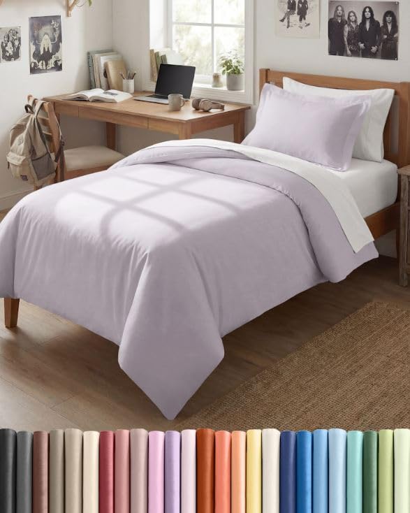 Duvet Cover Twin/Twin XL - 2 Piece Set, College Dorm Room - Light Lavender