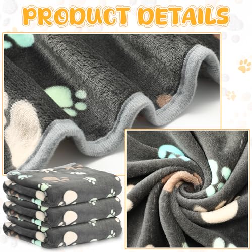 Tegeme 12 Pcs Pet Blankets Soft Fluffy Fleece Dog Cat Warm Paw Print Pattern Blankets Flannel Throw for Pets Dog Puppy Cat(41 x 30 Inch,Gray) - Image 4