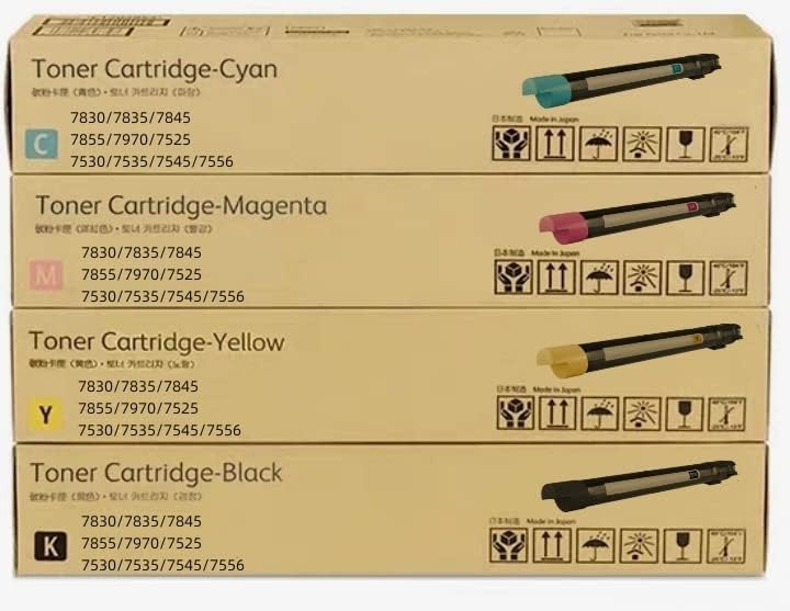 High Yield 7525 Toner Cartridge Replacement for Xerox Workcentre 7830 7835 7845 7855 7970 7525 7530 7535 7545 7556 Printers.Black Cyan Yellow Magenta
