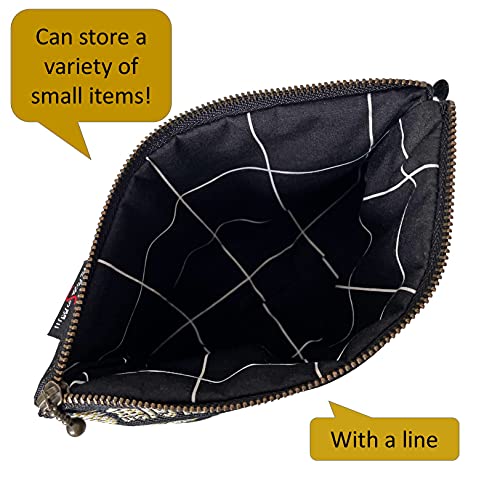 Image of Sekikawa Makeup Bag Travel Cosmetic Pouch Organizer Pen Case with Zipper Printed Fish Name by Japanese Kanji Sushi Kanji Textile, 9.1x5.5x1.0in (23x14x2.5cm)
