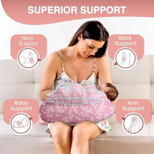 Image of PILLANI Nursing Pillow, Breastfeeding Pillows for Enhanced Safety & Comfort for Mom & Baby, Removable Cotton Cover, Adjustable Waist Strap, Breastfeeding Essentials, Baby Registry Search