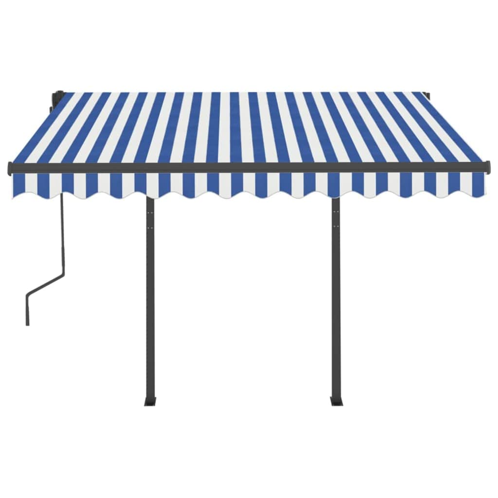 Markise für Schwimmbad Bistro-Markisen Markise Balkon Gelenkarmmarkise Einziehbar mit LED 3,5x2,5 m Blau und Weiß Geeignet für Geschäfte, Gärten, Terrassen, Restaurants Garten