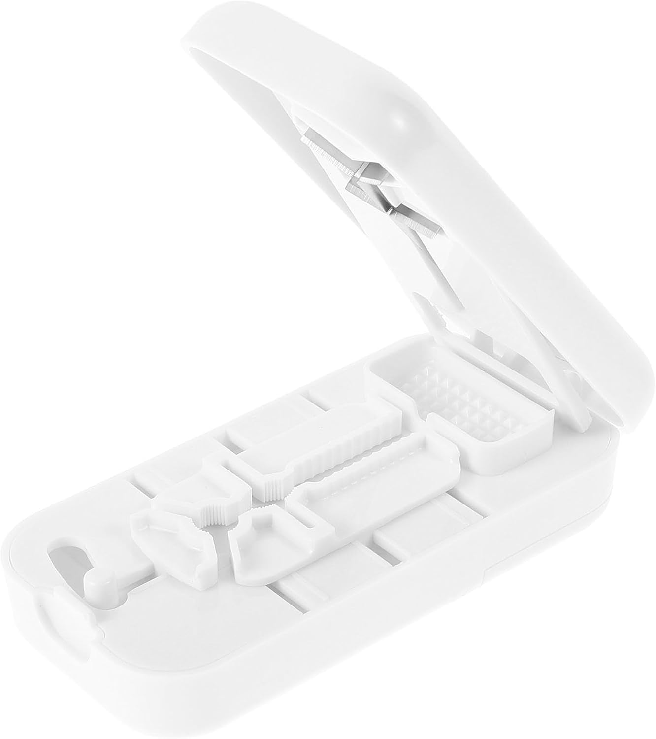 Portable Medicine Splitter and Organizer for Travel with 1/4, 1/2, and 1/3 Tablet Cutting, Easy to Clean Plastic Pill Cutter and Storage Box for Daily Commutes and Work