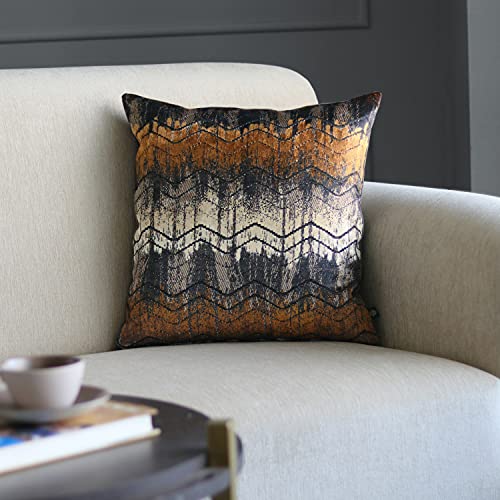 Image of GM Luxury Home Decor Printed Velvet Square Cushion Cover with Zipper - Luxurious Soft Decorative Square Pillow Cover for Living Room, Bedroom, Home Decor (Size: 16 inch x 16 inch)