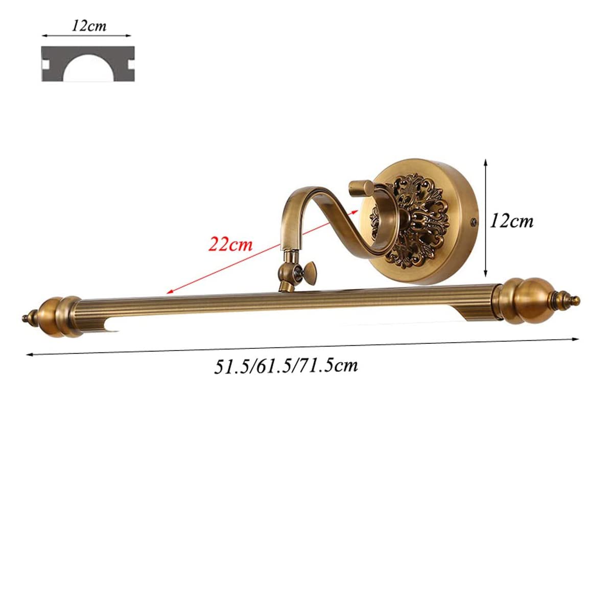 Vintage LED-Badezimmerspiegelleuchte – wasserdicht, 4000 K neutralweiß, 10 W, 61,5 cm, ideal für Bad, Wand und Schrankbeleuchtung, stilvolle Wohndekoration