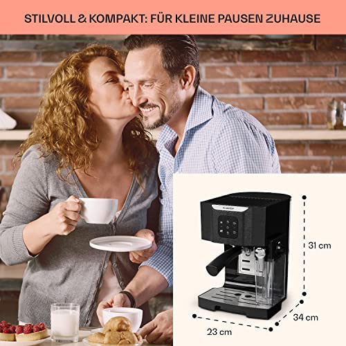 Klarstein 1,4 L Siebträgermaschine für 2 Tasse Kaffee, Mini Espressomaschine mit Milchschäumer, 20 Bar Siebträger Kaffeemaschine Klein, Gute Espresso Kaffeemaschine, Edelstahl-Espressomaschinen 1450 W – Bild 6