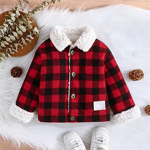 Toddler Boys Girls Shirt Coat Jacket Long Sleeve Kids Plaid Turn Down Collar Button Tops Outwear Winter Coat2