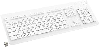 エレコム 洗える ワイヤレスキーボード 防水 IPX5対応 メンブレン フルサイズ テンキー付 抗菌 ホワイト TK-WS02DMKWH