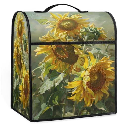 Coffee Maker Cover Sunflower Floral Kitchen Appliance Covers Small Appliance Covers Blender Cover Juicer Cover Dust Covers for Kitchen Appliances with Top Handle and Pockets,Washable,B906