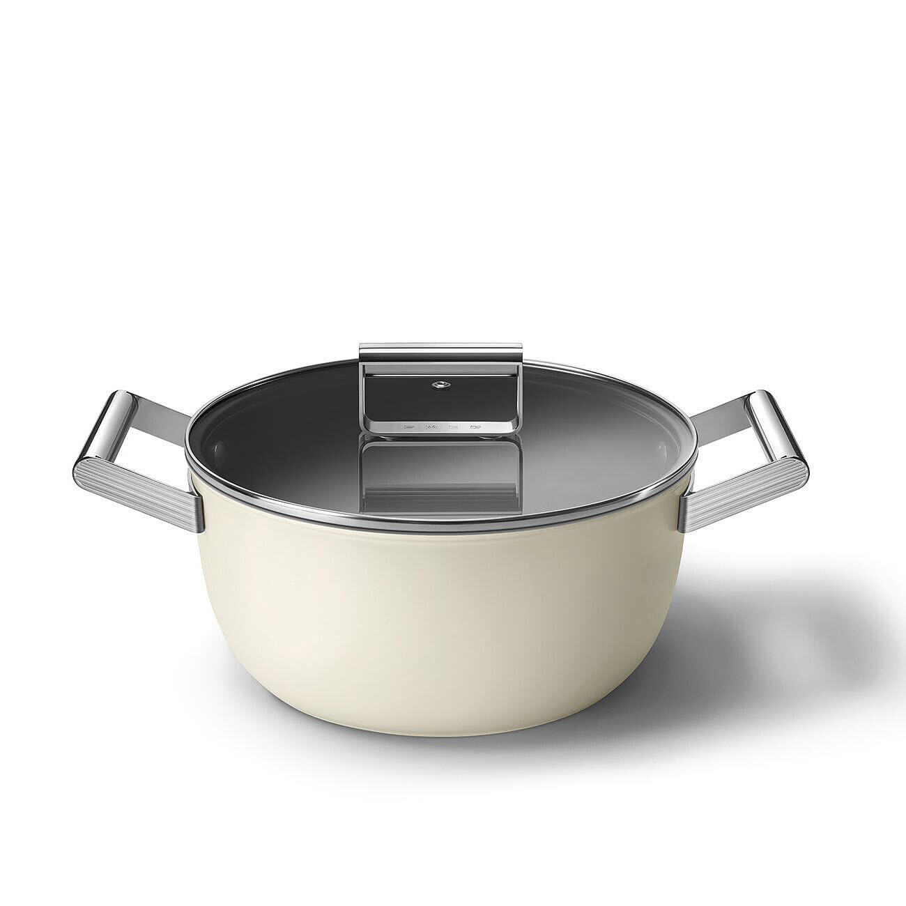 Smeg Cocotte en céramique avec poignée en acier inoxydable Crème mat 24 cm CSF2412CRM