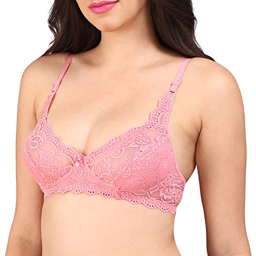 Image of Bralux C Cup Bra for Women Plus Size Lace Bra Non-Padded Wirefree Full Coverage Bridal Bra