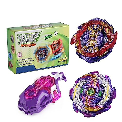 Netoke Peonzas Estadio Burst Conjunto, 4D Metal Fusion Peonzas, Juguetes Clásicos Regalo para Niños, Modelo: B-157+B-177
