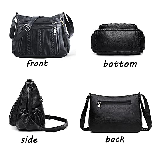 Image of ELDA Purses for Women Pocketbooks Soft PU Leather Ladies Crossbody Purse Multi Pocket Shoulder Bag