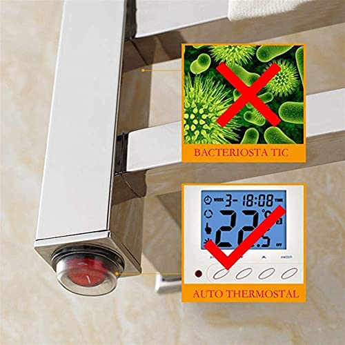 Portasciugamani riscaldato elettrico, 10 bar, design a doppio strato, finitura lucida a specchio, perfetto per l'arredamento del bagno, soluzione di riscaldamento efficiente ed elegante