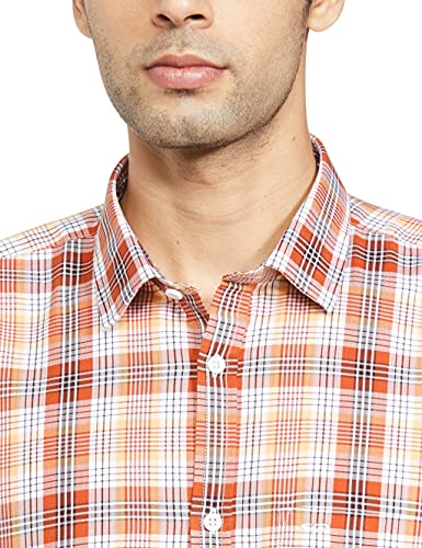 Image of Colorplus Men's Pure Cotton Checks Pattern Tailored Fit Spread Collar Full Sleeve Casual Shirt