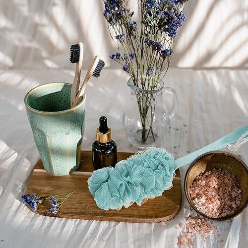 SKHAOVS 2 Pezzi Spazzola da Doccia Bagno a Manico