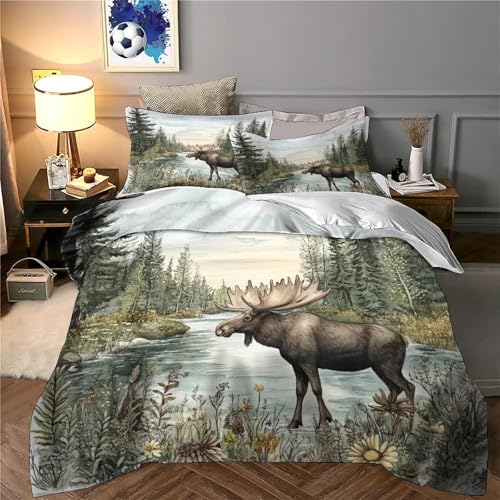 Housse de couette forêt 3d fermeture éclair parure de lit léger