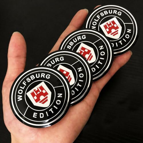 Image of 4Pc Wolfsburg Edition Emblem Car Wheel Center Hub Cap 3D Badge Decal Sticker Replacment for Wolfsburg (Red)