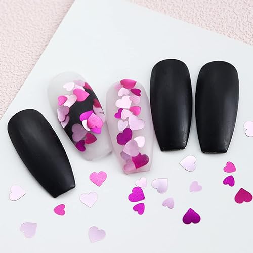 Miniatura 3 de Calcomanías 3D de corazón para uñas calcomanías con purpurina y lentejuelas de corazón suministros de uñas brillantes copos de uñas de tamaño mixto