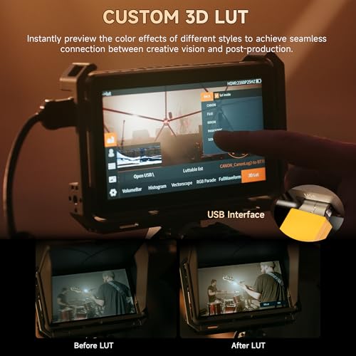 VILTROX DC-X3 2000 Nits SDI Camera Field Monitor, 4K HDMI 6 inch Touchscreen On Camera Monitor, 3D Lut 1920X1080 HD Focus Peaking Assist Full Waveform Video Field Monitor with Battery Sunshade Hood