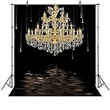 KUKUSOUL 5x7ft Crystal Chandeliers Backdrop European Gorgeous Crystal Chandelier Black Backdrop Studio Props Indoor Decorations KU917