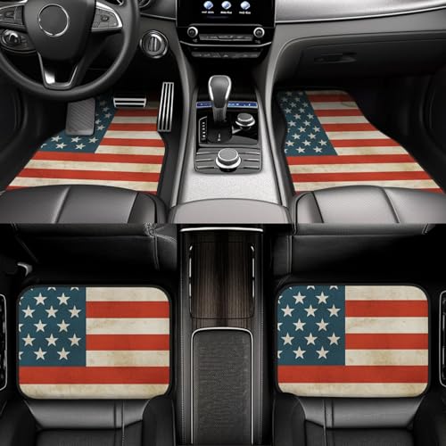 Tapis de sol voiture étanche avec talonnette conducteur et motif vintage américain pour auto