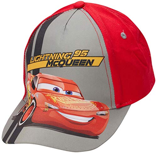 Disney Boys Cars Lightning McQueen Piston Cup Cotton Baseball Cap, Size 4-7 Years, McQueen Red-Grey