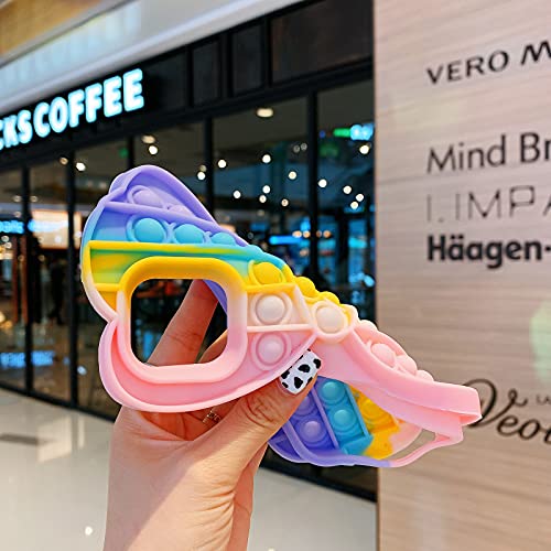 Moreup Pop It Phone Case for iPhone 6 7 8 Plus X XS XR Max 11 11 PRO 12 12 Pro Max | Push Pop Bubble Fidget Case Cover Mobile Phone Protective Shell (Rainbow Butterfly, for iPhone 12/12 Pro)