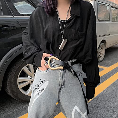 Women's Double Layer Genuine Leather Knotted Belt Long Straps U Shaped Design4