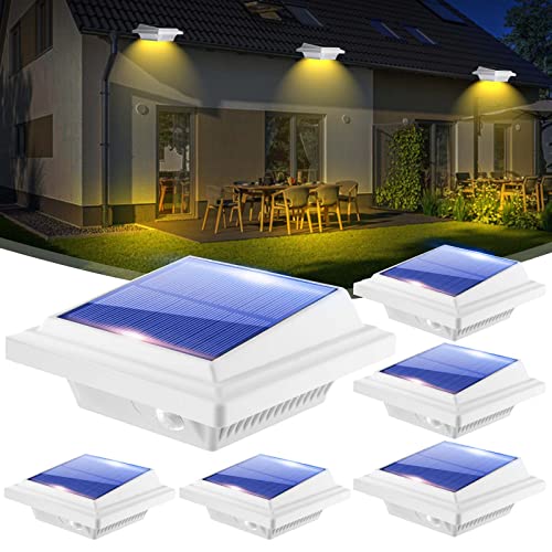 BILLION DUO Dachrinnen Solarleuchte für den Außenbereich 6er Solarlampen für Außen Garten Wasserdichte 40 LEDs Zaunbeleuchtung Weiße Solar Wandlampe Warmweißes Solarlicht für Garage Terrase