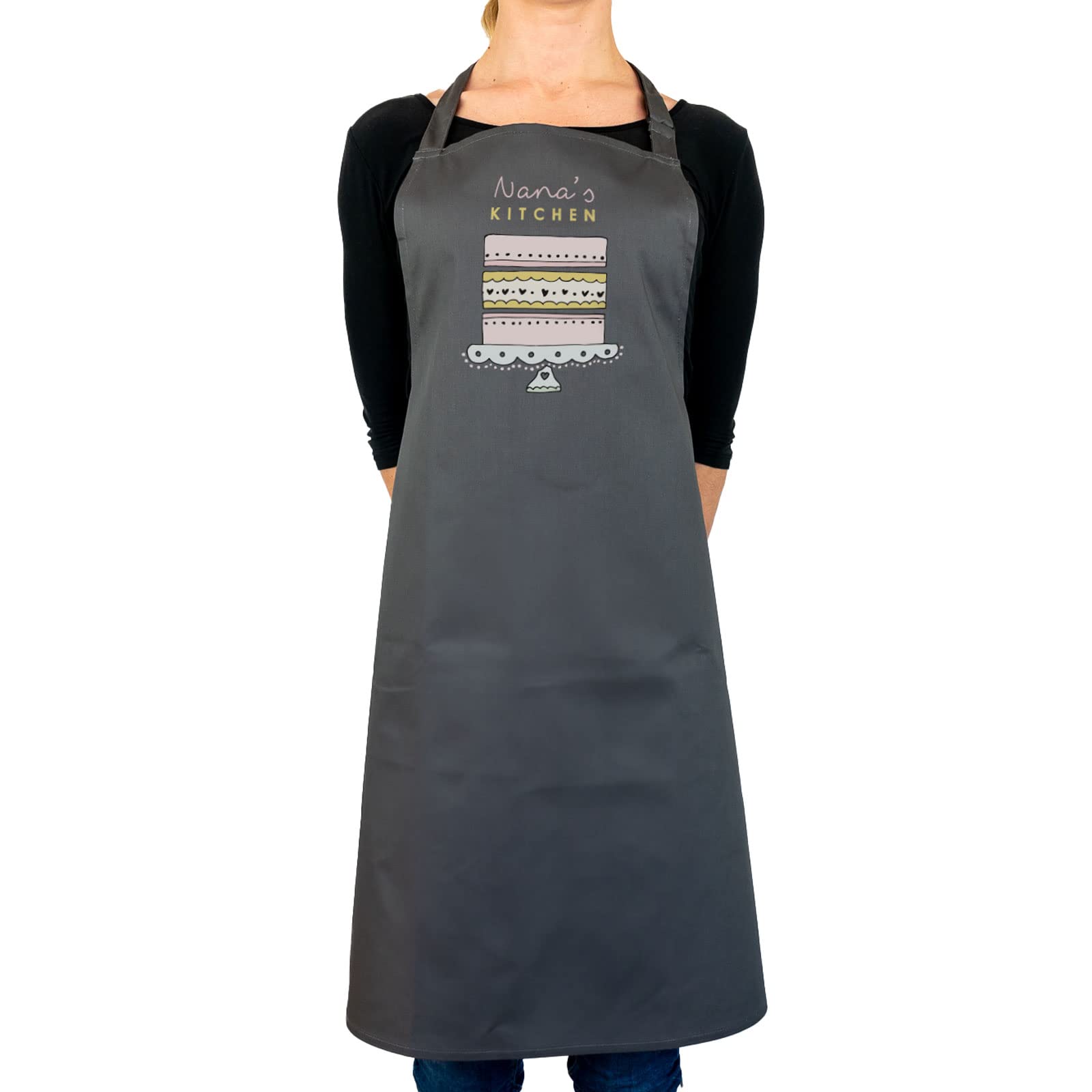 Stickerscape Grey Personalised Kitchen Apron (Custom - ) | Mothers Day Gift For Grandma | Gift For Mum | Gift For Nan | Personalised Apron Gift | Made In The Uk