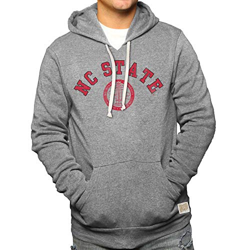 Original Retro Brand College Gray University Seal Hooded Sweatshirt (NC State Wolfpack - Gray, Medium)
