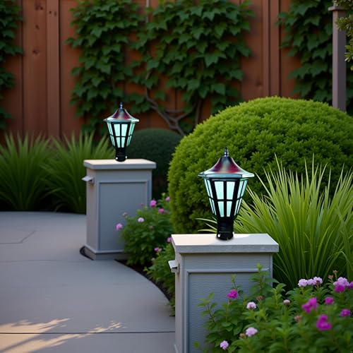 Image of BrighLyt Outdoor Gate Light for Home & Garden Lamp - Waterproof Pillar Light for Main Entrance, Balcony & Pathway (Metal & Glass, GL09, Pack of 2)