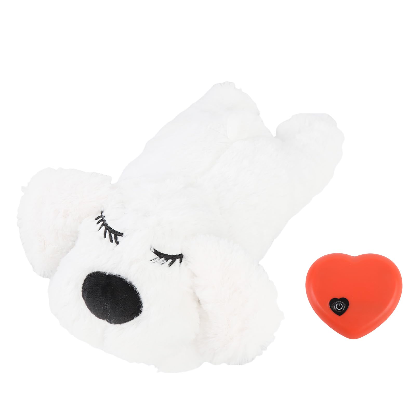 Heartbeat Puppy Toys Interactive Stuffed Animal Plush Toy With Realistic Heartbeat Sound For Pet Anxiety Relief And Sleep Aid Soft Comfortable Design For Dogs Cats (White)