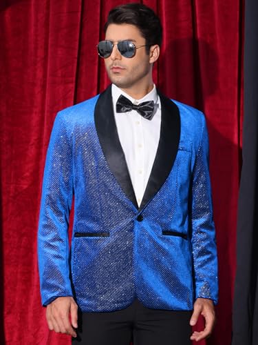Lars Amadeus Sparkly Blazers for Men's Wedding Shawl Lapel Party Metallic Glitter Suit Jackets2