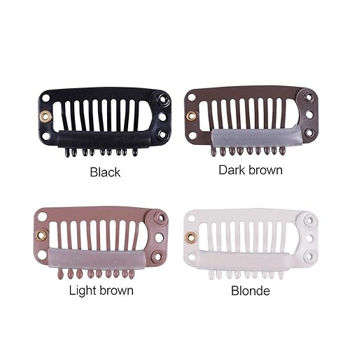 Miniatura 2 de 24 unidslote 1.260 in 9 dientes Metal peluca clips peluca extensiones pinzas de peluca clips de presión para peluca accesorios clips (negro)