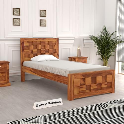 Image of Solid Sheesham Wooden Bed 6X4 Bed Single Bed Without Storage for Bedroom - Single Cot Wooden BedSingle Size for Living Room Guest Room - 12 Month Warranty (Jack Honey)