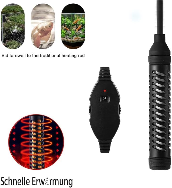 GERUI Réchauffeur d'aquarium 35 W/50 W (1 L-20 L) avec régulateur de température pour réservoirs de Poissons et d'aquarium avec Protection Contre la surchauffe (50 W)