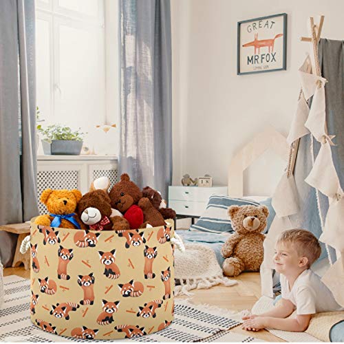 Image of visesunny Storage Basket Cute Red Panda Nursery Hamper Basket Clothes Toy Storage Organizer Bin Box Collapsible Laundry Bag for Kid Room,Playroom,Bathroom,Living Room,Dorm,Office