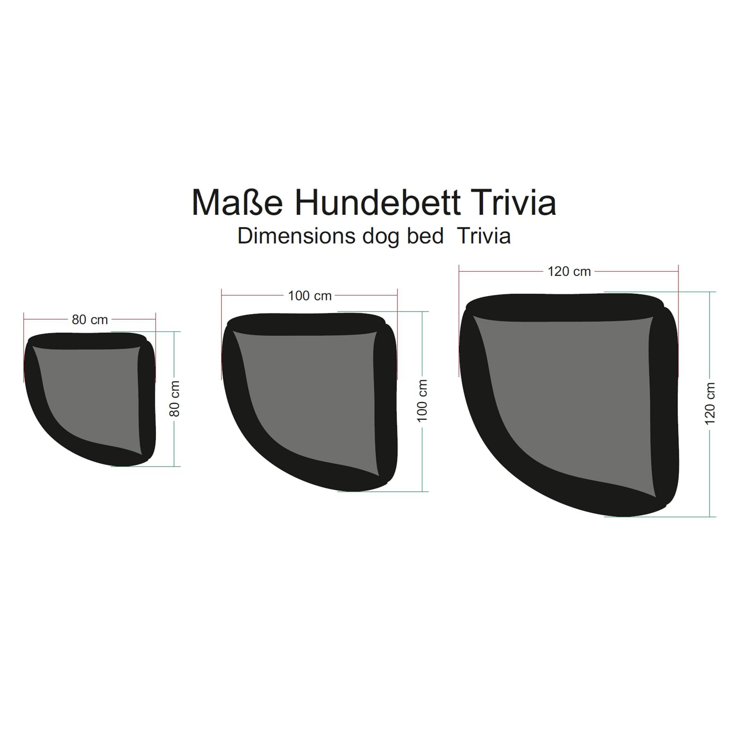 tierlando® Orthopädisches Hundebett Trivia Easy Clean aus Pflegeleichtem Kunstleder, Dreieckbett mit Visco-Matratze, Größe: 100x100cm | Farbe: 02 Graphit