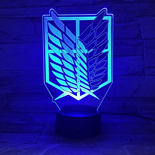 Lámpara de ilusión 3D Led Night Light Cartoon Attack On Titan Logo Regalo para niños Manga Japanese Anime Dormitorio Escritorio Shingeki No Kyojin Cover