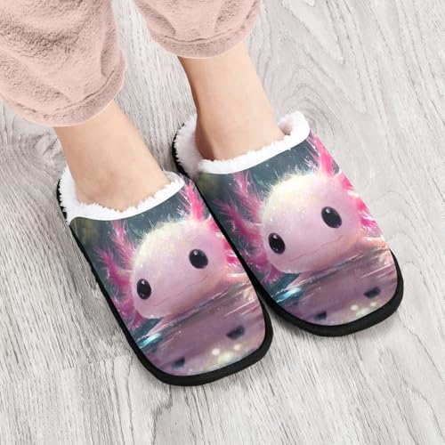 Axolotl Pink Cute Slippers For Women Men Soft Memory Foam Non-Slip Animal Winter Indoor House Shoes Travel Slipper4