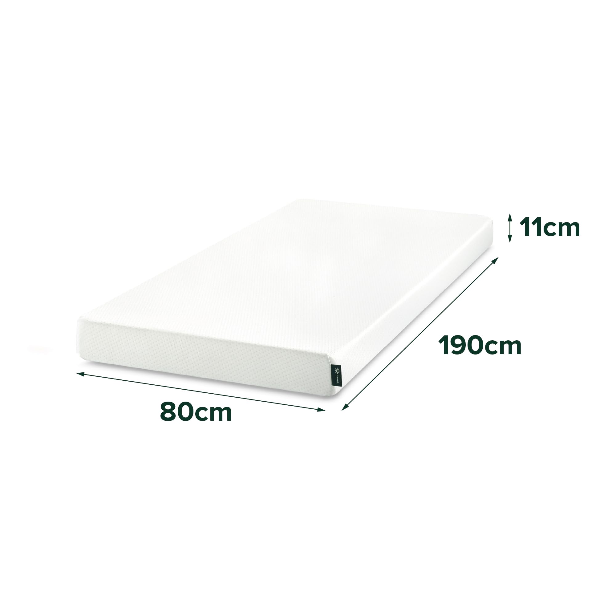 Zinus Colchón Individual 80 x 190 cm – Ortopédico de Espuma viscoelástica con 5 Zonas de Apoyo – Altura 11 cm – Media rigidez – Certificado Oeko-Tex – Colchón ergonómico y Transpirable