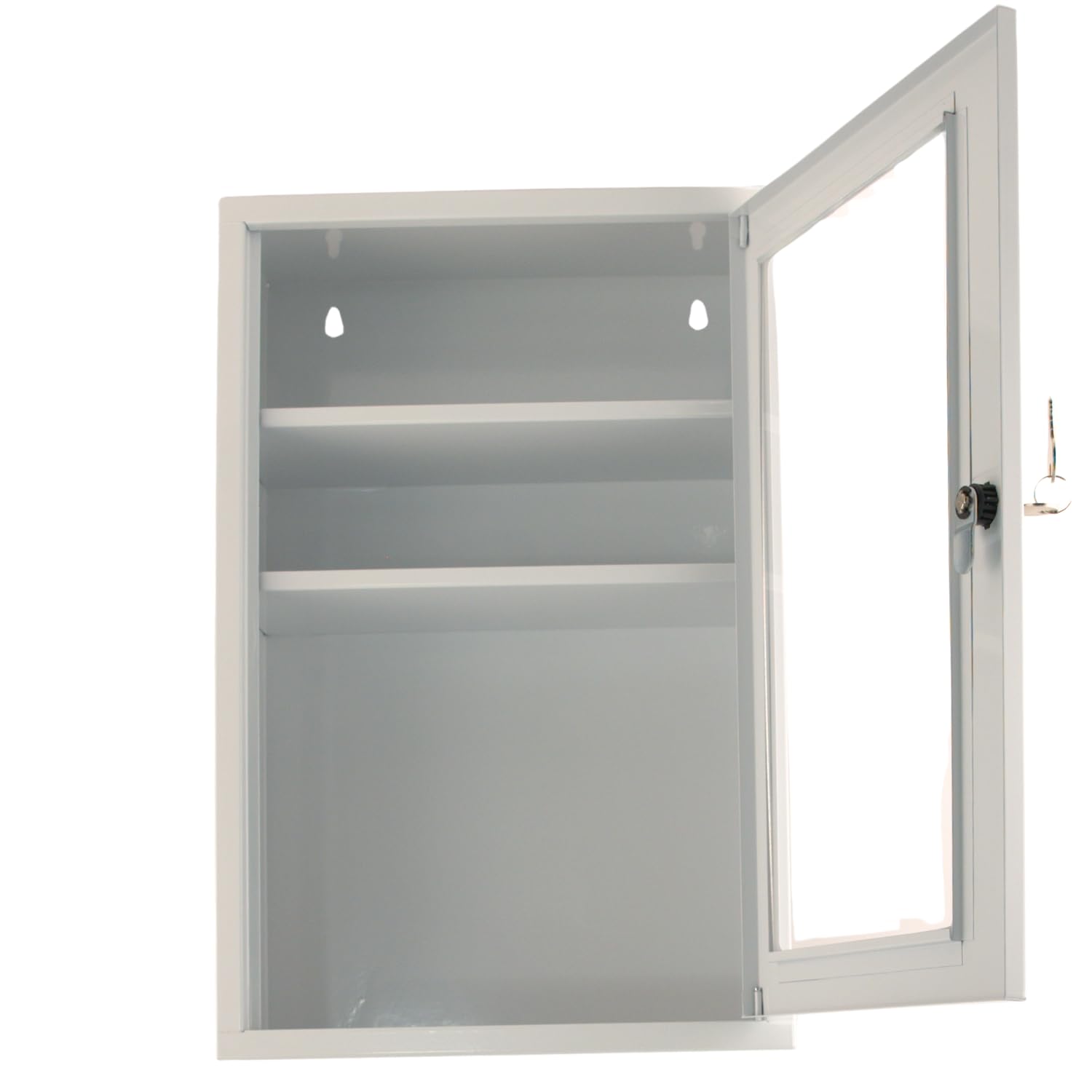 Botiquín de primeros auxilios con ventana y DIN 13157:2021, botiquín con 3 compartimentos, cerradura de seguridad, metal, medidas: 46 x 30 x 14 cm, armario para medicamentos para colgar y espacio para