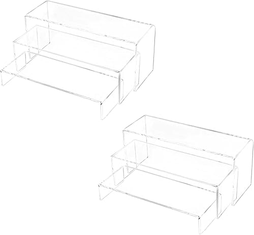 3 elevadores de exhibición de acrílico transparente (7 x 8 x 9 pulgadas), soportes de 3 niveles para figuras Funko Pop, escaparate de joyas, dulces,