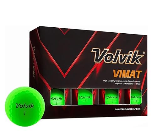 Volvik ViMat Green Golf Balls – New for 2025, 85 Compression, Matte, 2 Piece Single Core, Bold Green, 12 Pack