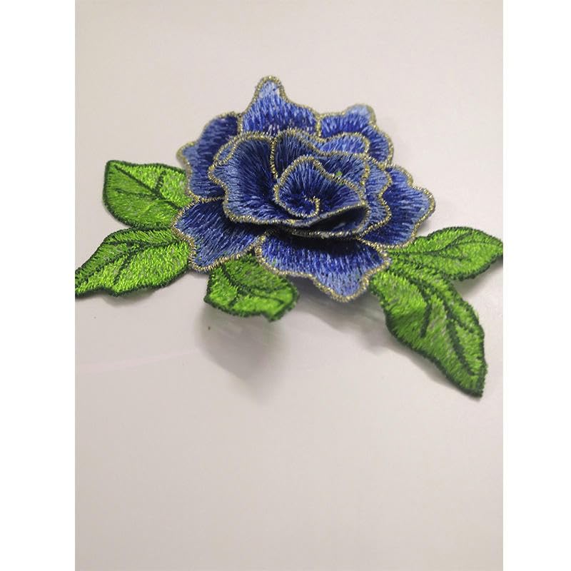 Naszywka haftowana 11 * 8 CM 5 SZTUK Mały niebieski kwiat haftowany naszywka do prasowania aplikacje chińskie na odzież naszywki przyszycia kurtkę jeansową(Black)