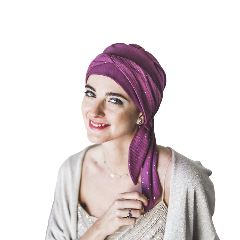 CAREBELL Smooth Turban-Mütze aus Bambus, für Chemotherapie oder Alopezie, Marineblau, One Size